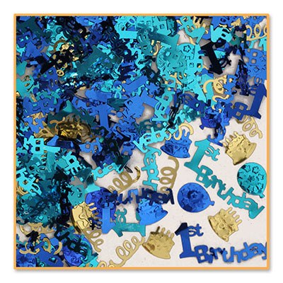 Confetti 1st Birthday Blue
