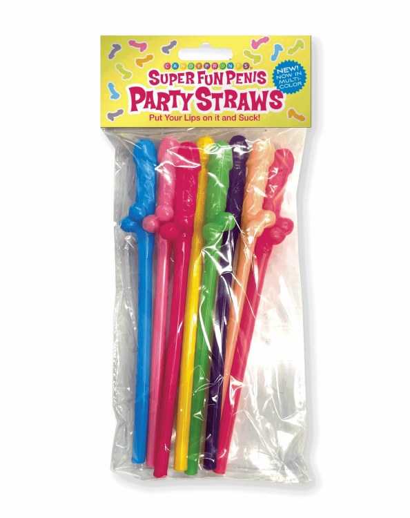 Penis Straws Multicolor 8pk