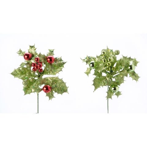 Holly Glitter Picks Assorted ~ 1 ct.