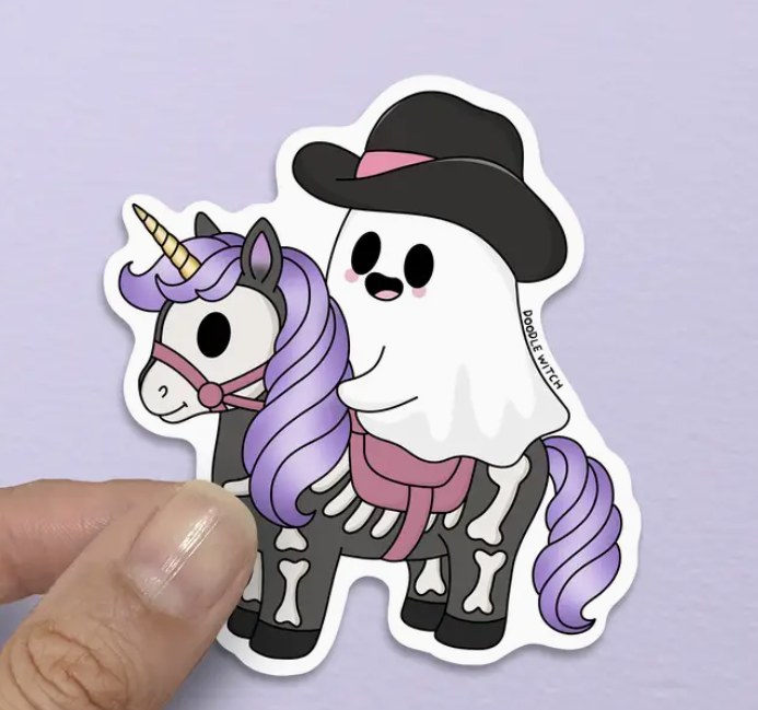 Sticker Spooky Cowboy Unicorn