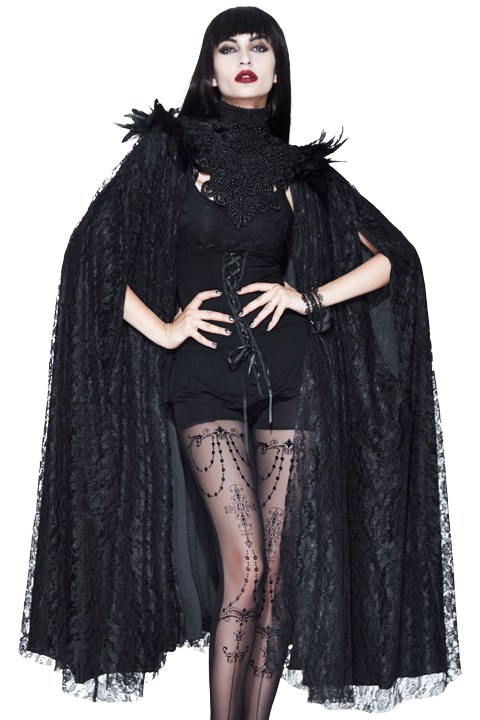 Feather and Lace Gothic Cape Plus Size