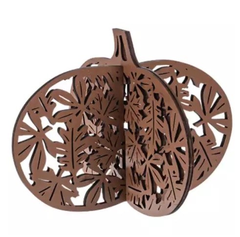 Lasercut Pumpkin Decor Small Brown