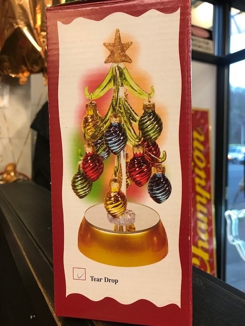 Spinning Light Up Tree ~ Tear Drop/8" Tall