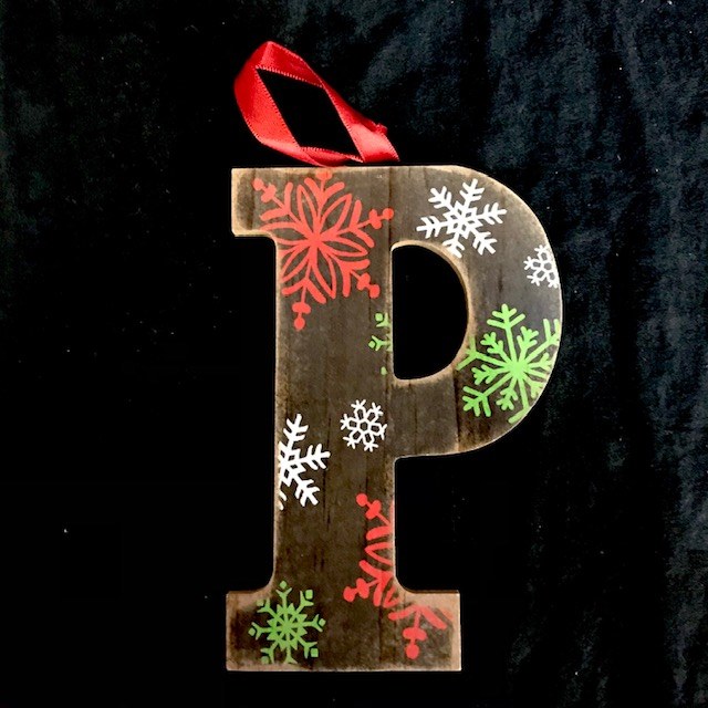 Merry Initials Ornament ~ P