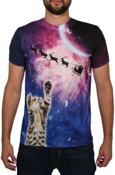 Galactic Kitty Xmas Shirt Med