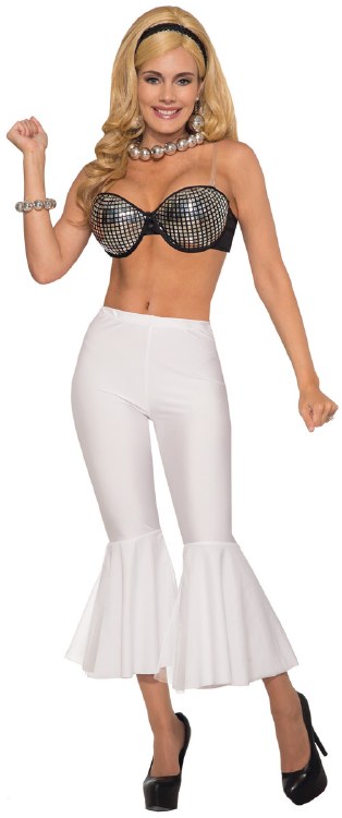 Pants Crop Bell Bottoms White Standard Size