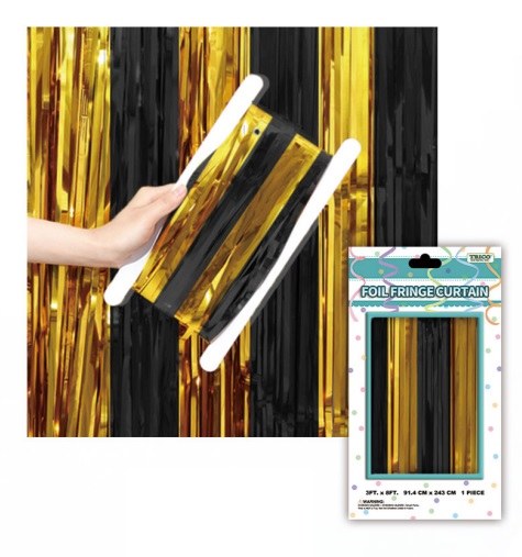 Foil Door Curtain Gold/Black