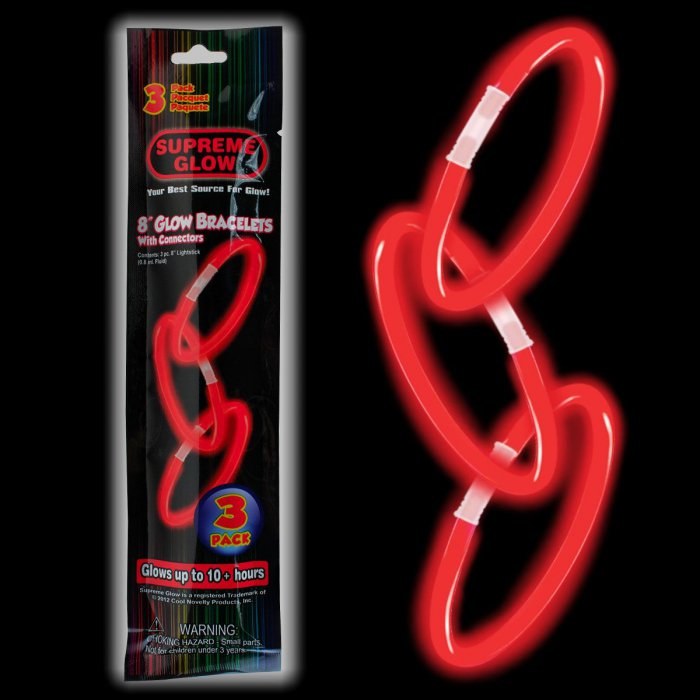 Glow Bracelets Red 3pk