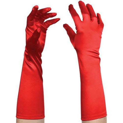 Gloves Long Red Satin
