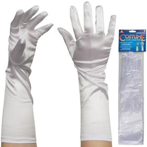 Gloves Long White Satin