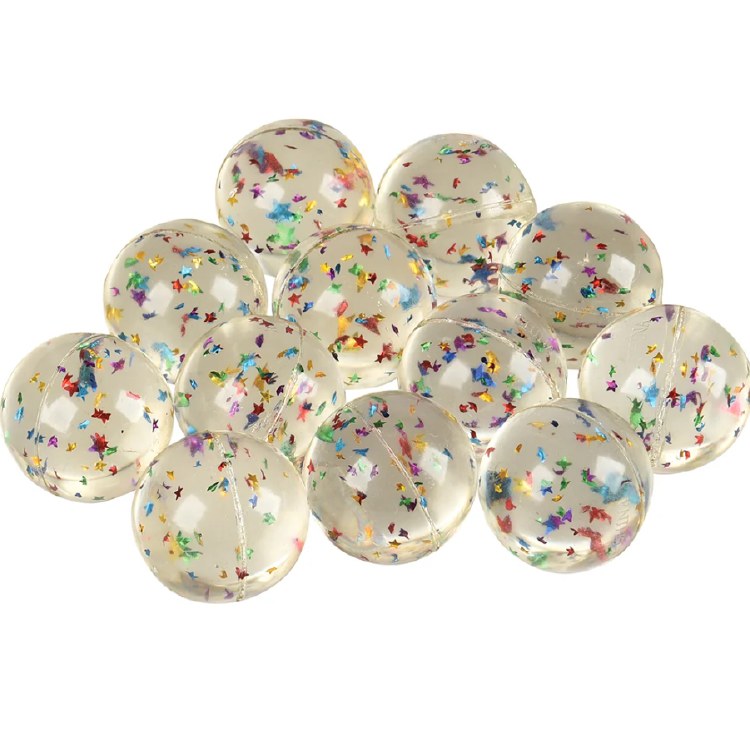 Balls Clearw/Glitter Stars12pk