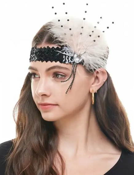 Flapper Headband BL/WH