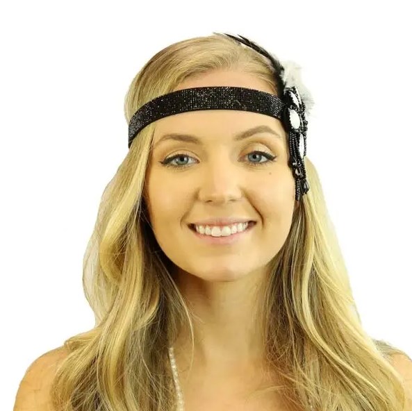 Flapper Headband BK Glitter