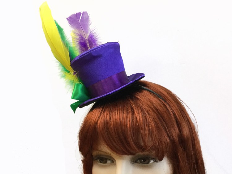 Mini Top Hat Hdbnd Mardi Gras
