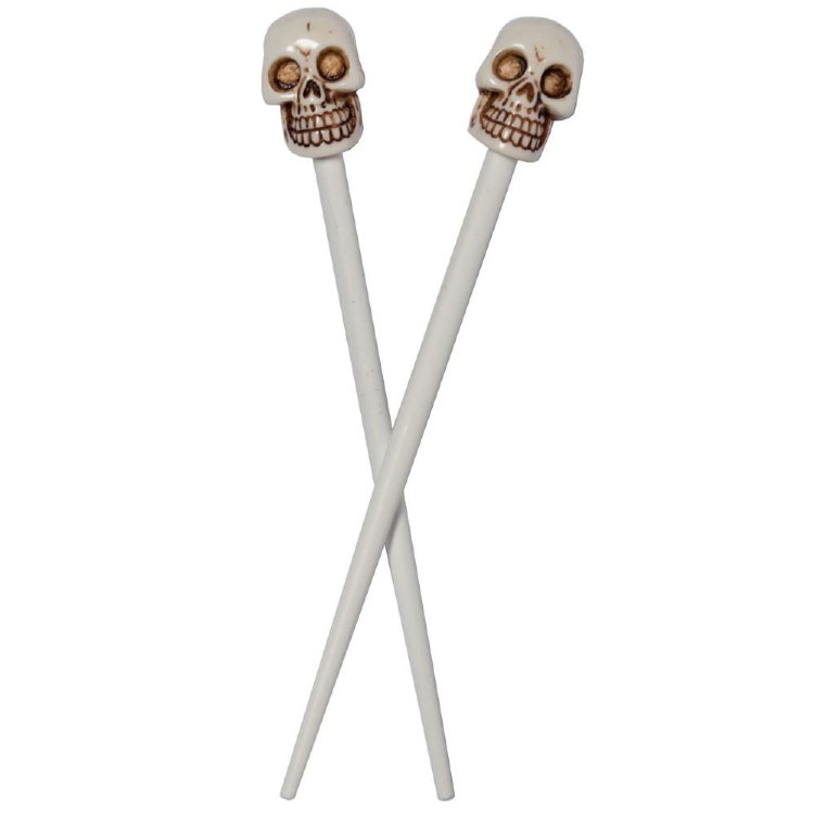 White Skull Hair Sticks