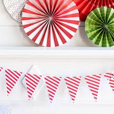 Candy Cane Striped Pennant Banner ~ 9'