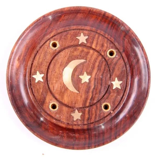 Incense Holder Moon Stars Wood