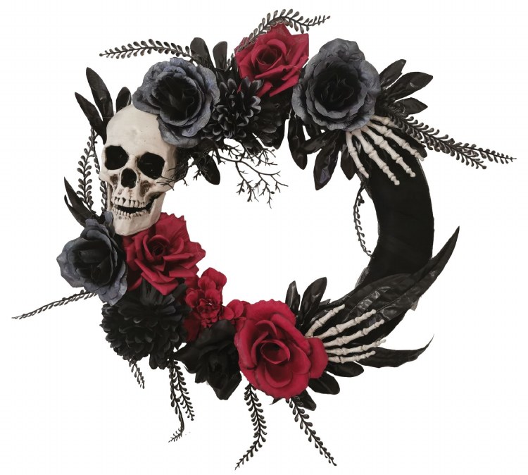 Wreath Skull &amp; Hands w/ Roses