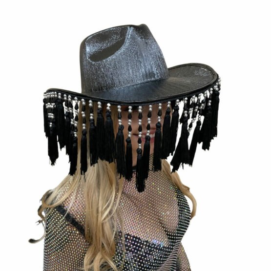 Hat Cowboy Beaded Black
