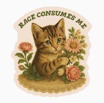 Sticker Cat Rage Consumes Me