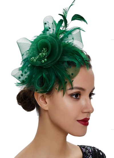 Fascinator Feather Elegant Grn
