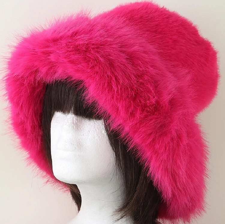 Wide Fluffy Fur Bucket Hat