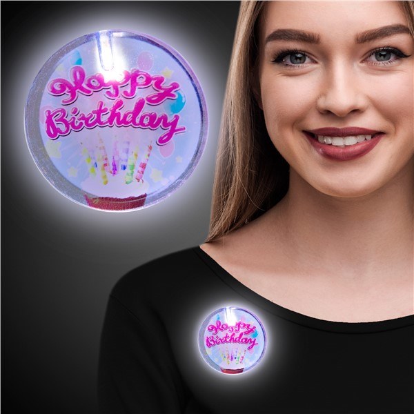 2" LED Happy Birthday Badge