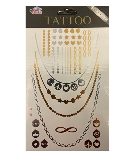 Metallic Tattoos • Peace &amp; Love Chains