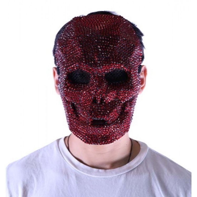 Mask Skull Full Rhinestone Red