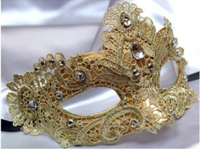 Mask Lace w/ Teardrop Gem Gold