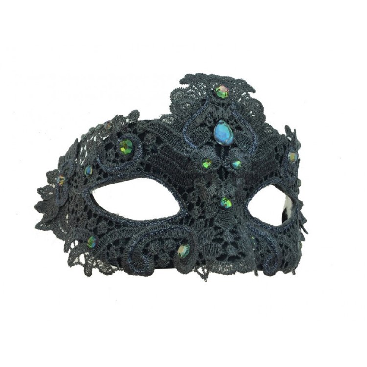 Mask Lace w/ Teardrop Gem Greay