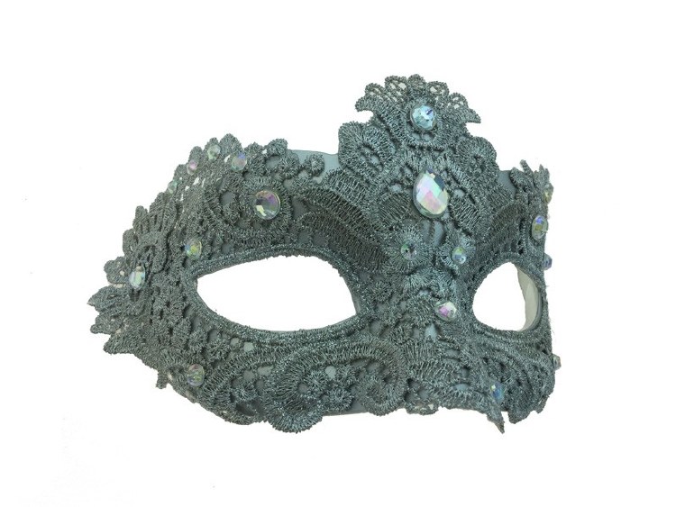 Mask Lace w/ Teardrop Gem Silver