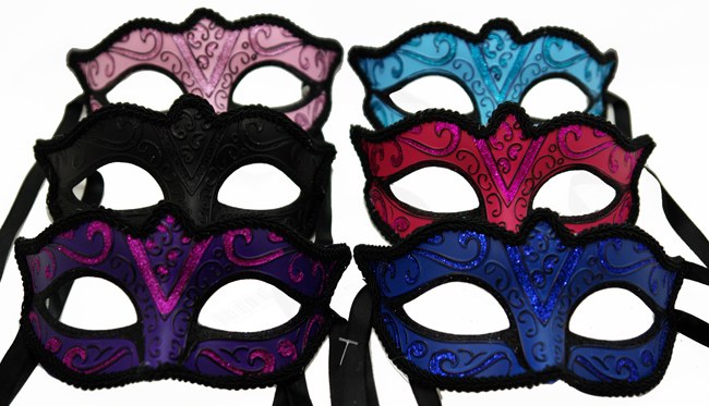 Venetian Glitter Mask Asst