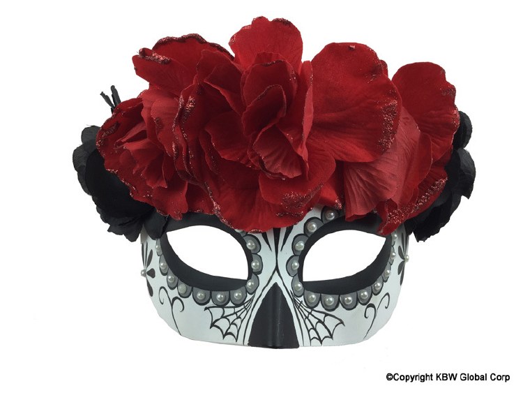 Mask Half DayOfTheDead Floral