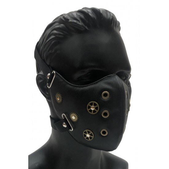 Steampunk Face Mask Leather BK