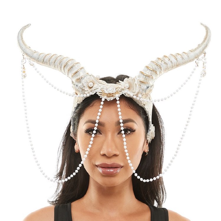 Horned Mask w/Pearls White