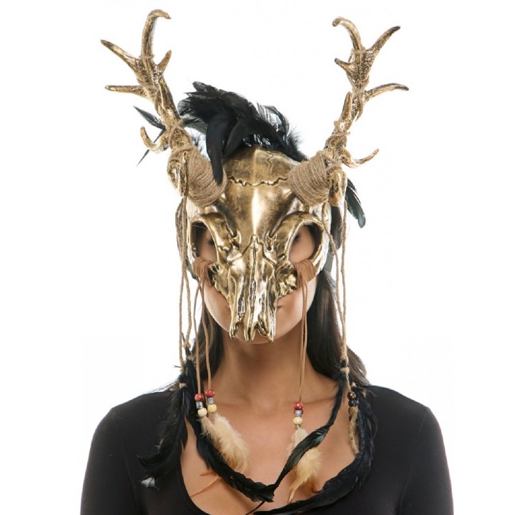 Voodoo Mask w/ Horns • AVAILABLE IN GOLD, COPPER &amp; SILVER