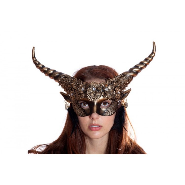 Mask Horned Devil Half Gold