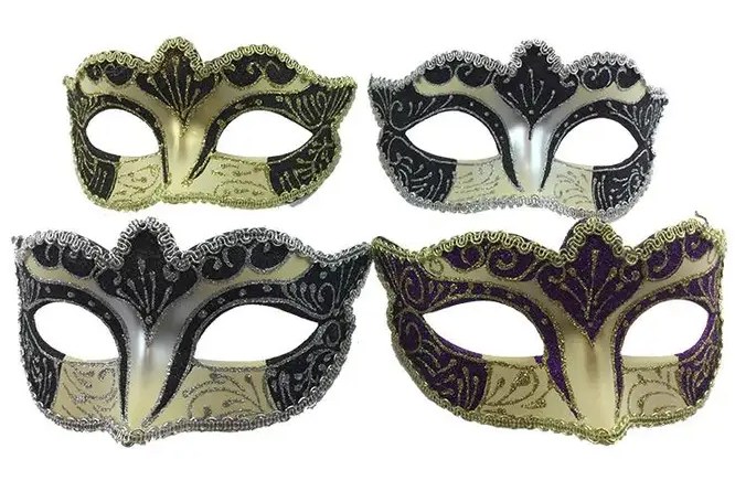 Mask Masquerade GldTrim Asst
