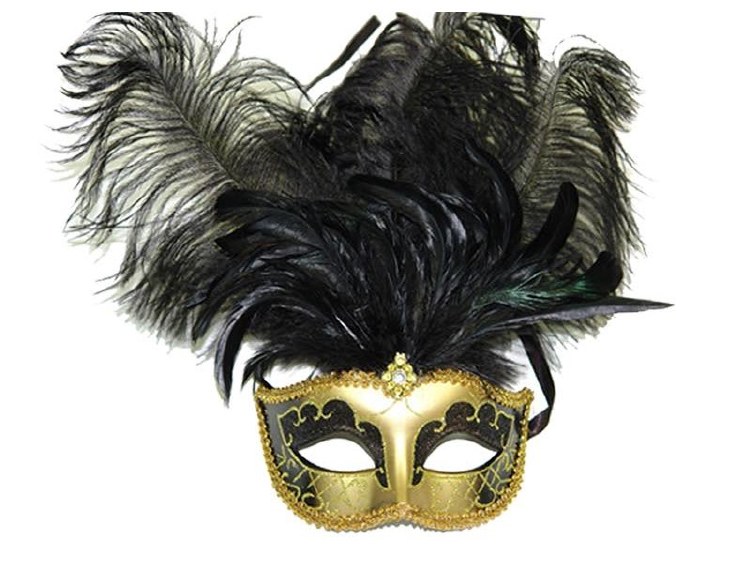 Ventian Mask w/ Middle Feather Gold/Black