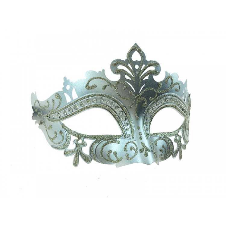Mask Venetian Silver Glitter