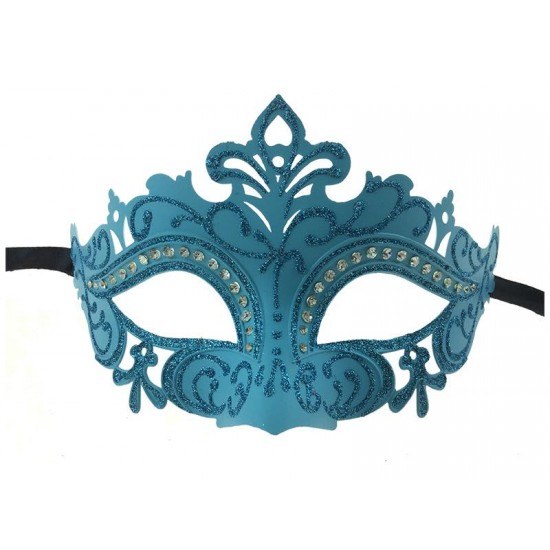 Mask Venetian Sky Blue Glitter