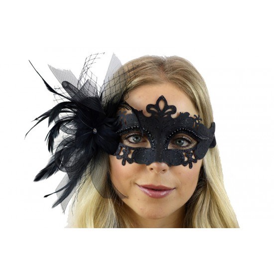 Mask Venetian Feather Black