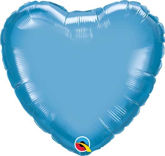 Heart Shape • 18" Standard Size Mylar Helium Balloon • BLUE CHROME