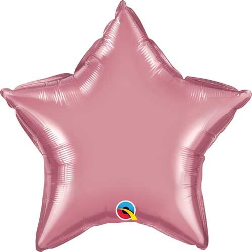 Star Shape • 18" Standard Size Mylar Helium Balloon • PINK, MAUVE CHROME