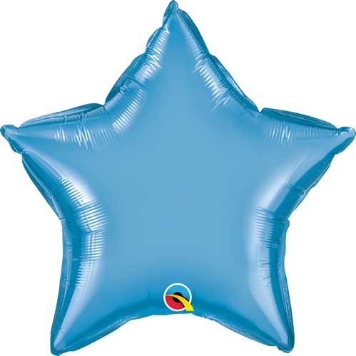 Star Shape • 18" Standard Size Mylar Helium Balloon • BLUE CHROME