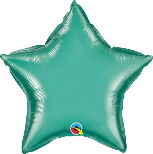 Star Shape • 18" Standard Size Mylar Helium Balloon • GREEN CHROME