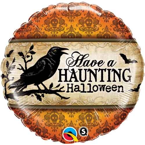 Haunting Halloween Round • Standard Size 18" Mylar Helium Balloon