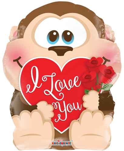 I Love You, Sweet Monkey • Standard Size 18" Mylar Helium Balloon