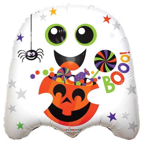 Ghost, Trick-Or-Treat Shape • Standard Size 18" Mylar Helium Balloon
